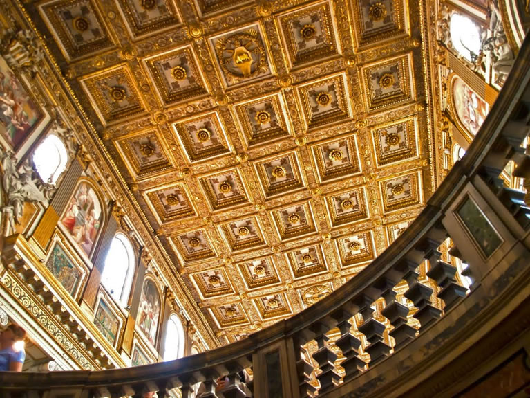 Inside of the Basilica of St Mary Major in Rome