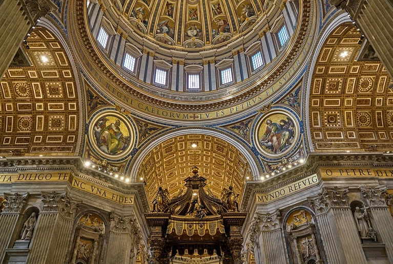 Inside of St. Peter's Basilica in the Vatican